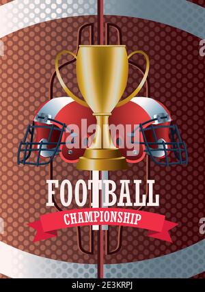 inscription super bowl american football sport avec coupe trophée et casque conception d'illustration vectorielle Illustration de Vecteur