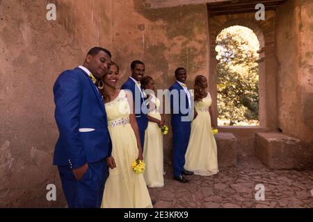 Gondar, Ethiopie - Fête de mariage à l'intérieur du Palais d'Iyasu Banque D'Images