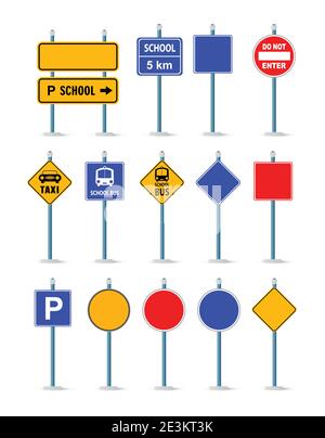 Les panneaux de signalisation routière sont en place, le carrefour Illustration de Vecteur