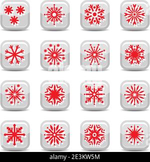 Ensemble d'icônes vectorielles flocons de neige de Noël pour le Web et les mobiles. Tous les éléments sont regroupés. Illustration de Vecteur
