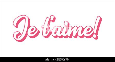 Esquissé à la main Je VOUS AIME dans la citation française. Expression de calligraphie romantique. Bonne Saint Valentin lettrage Illustration de Vecteur