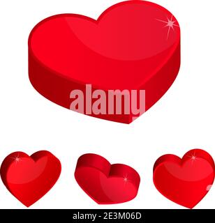 Icônes simples Red Hearts 3d. Illustration vectorielle eps 10. Illustration de Vecteur