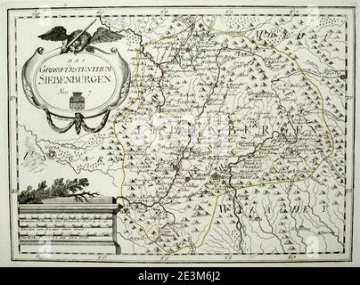 Carte de Transylvanie en 1791 par Reilly 007. Banque D'Images