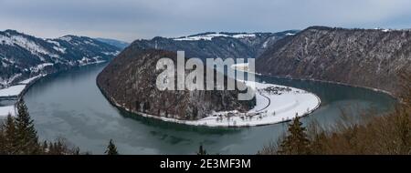 Danube près de la vallée schloegener schlinge en haute-autriche dans hiver Banque D'Images