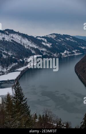 Danube près de la vallée schloegener schlinge en haute-autriche dans hiver Banque D'Images