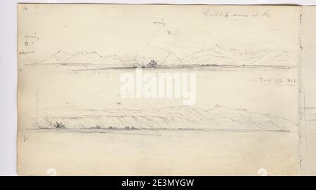 Martens, -les Cordillères ont vu une certaine distance de l'embouchure de la rivière Santa Cruz- (image 21, page 14v). Banque D'Images