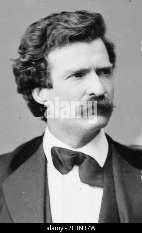 Mark Twain, Brady-Handy photo portrait, 7 févr. 1871, rogné. Banque D'Images