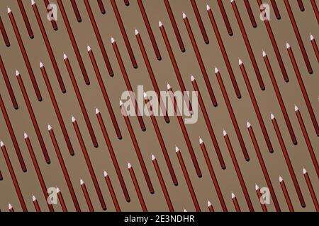 Motif de crayons bruns sur fond gris Banque D'Images