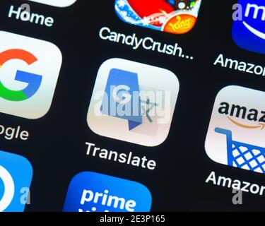 Icône de l'application Google Translate sur l'écran de l'iPhone d'Apple Banque D'Images