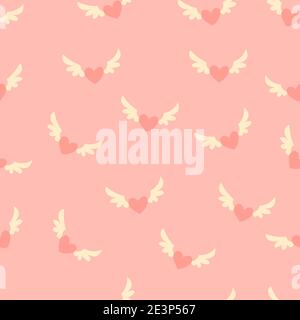 Arrière-plan vectoriel transparent. Romantique joli fond rose avec coeur ailé pour la Saint Valentin, cartes de mariage etc Illustration de Vecteur