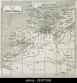 Carte de l'Empire du Maroc - Ainsworth William Francis - 1870. Banque D'Images
