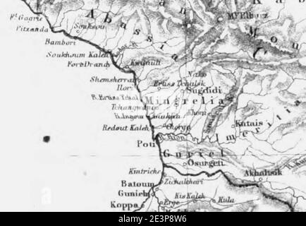 Carte du Caucase.Géorgie occidentale. George Dodd. Histoire picturale de la guerre de Russie 1854-5-6. Banque D'Images