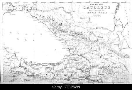 Carte du Caucase. George Dodd. Histoire picturale de la guerre de Russie 1854-5-6. Banque D'Images