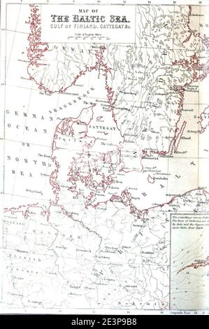 Carte de la mer Baltique, A. George Dodd, Histoire de la guerre russe 1854-5-6. Banque D'Images