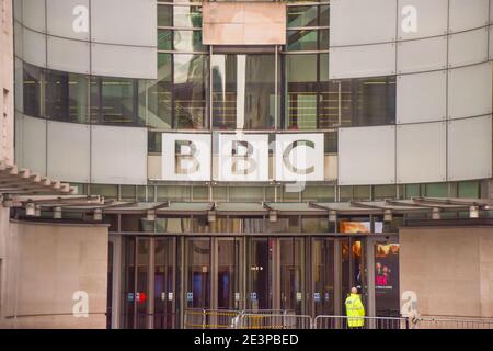 Broadcasting House, siège de la BBC dans le centre de Londres, vue extérieure. Banque D'Images