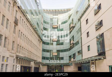 Broadcasting House, siège de la BBC dans le centre de Londres, vue extérieure. Banque D'Images