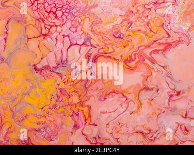 Magnifique arrière-plan abstrait. Verser de la peinture acrylique sur la toile. Art contemporain Banque D'Images