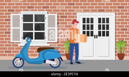 L'homme a laissé des boîtes en carton avec des marchandises Illustration de Vecteur