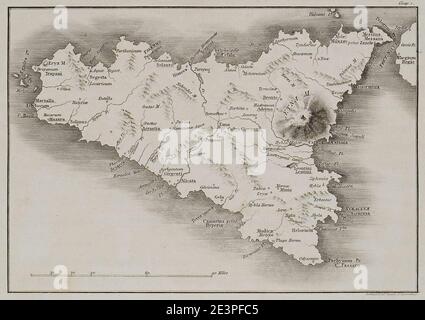 Carte de Sicile - Wilkins William - 1807. Banque D'Images