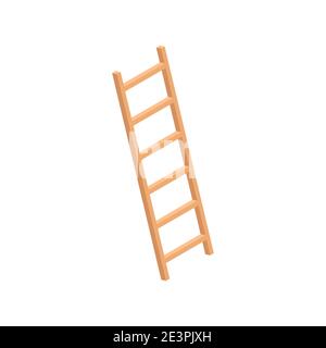 Escalier à échelle isométrique. Escalier en bois de dessin animé avec équipement d'échelle isolé Illustration de Vecteur