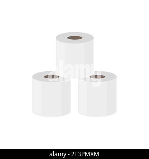 Icône de chasse d'eau du rouleau de papier hygiénique. Papier toilette Vector papier essuie-tout isolé serviette ruban plat Illustration de Vecteur