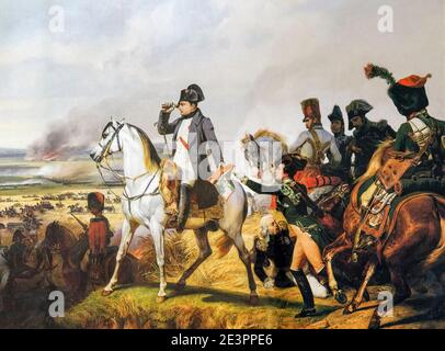 Napoléon Bonaparte I à cheval à la bataille de Wagram (5-6 juillet 1809), peinture par Horace Vernet, 1836 Banque D'Images