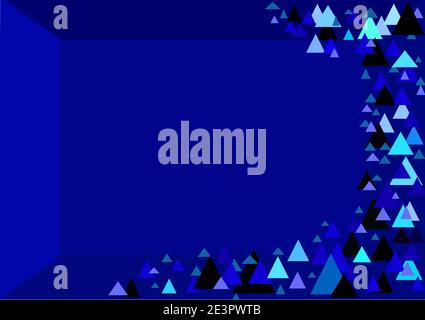 Triangles de différentes tailles et couleurs sur fond bleu foncé. Arrière-plan géométrique abstrait. Moderne. Chevauchement de triangles. Polygone Illustration de Vecteur