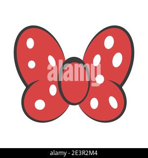 Noeud papillon rouge, vecteur cheveux décoration meme rouge noeud blanc point polka Illustration de Vecteur