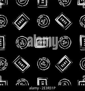 Saint-Valentin, motif vectoriel sans couture. Belle carte d'invitation abstraite. Superbe papier peint pour la Saint-Valentin. Tampon avec texte d'amour. Illustration de Vecteur