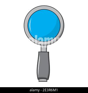 Icône de clipart de loupe. Preuve ou symbole de recherche. Conception vectorielle isolée sur fond blanc. Outil d'enquête. Illustration de Vecteur