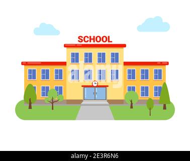 École université bâtiment vecteur primaire haut dessin animé campus plat école illustration du bâtiment Illustration de Vecteur