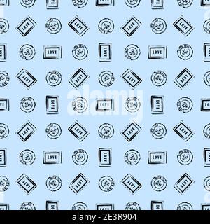 Saint-Valentin, motif vectoriel sans couture. Belle carte d'invitation abstraite. Superbe papier peint pour la Saint-Valentin. Tampon avec texte d'amour. Illustration de Vecteur