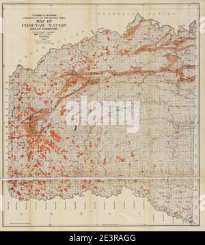 Carte de la nation Choctaw, territoire indien, ségrégation du charbon et de l'asphalte Banque D'Images