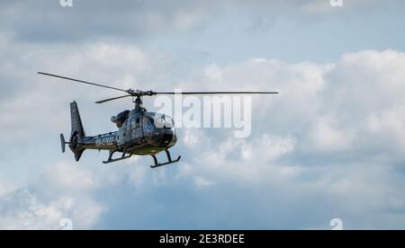 12 septembre 2020, région de Kaluga, Russie. Hélicoptère Sud-Aviation Gazelle sa 341 G à l'aéroport d'Oreshkovo. Banque D'Images