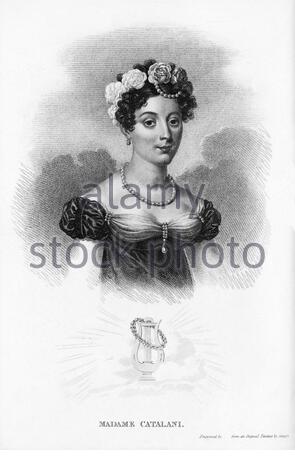 Angelica Catalani portrait, 1780 – 1849, est une chanteuse d'opéra italienne, illustration ancienne des années 1800 Banque D'Images