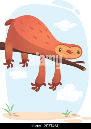 Mignon dessin animé sloths dessin animé, drôle illustration vectorielle isolée Illustration de Vecteur