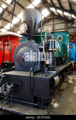 Conservation des trains à la Oamaru Steam and Rail Restoration Society, Île du Sud, Nouvelle-Zélande. 1924 B10 Loco de vapeur, opérationnel. Banque D'Images