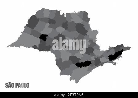Carte des régions de Sao Paulo Illustration de Vecteur