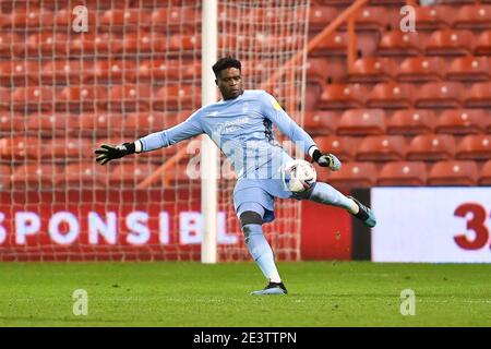 Nottingham, Royaume-Uni. 20 janvier 2021. Brice Samba (30) de la forêt de Nottingham en action lors du match de championnat Sky Bet entre Nottingham Forest et Middlesbrough au City Ground, Nottingham, le mercredi 20 janvier 2021. (Credit: Jon Hobley | MI News) Credit: MI News & Sport /Alay Live News Banque D'Images