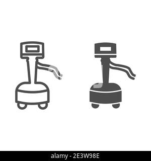 Ligne de ventilation médicale et icône solide, concept de santé, panneau de ventilation artificielle des poumons sur fond blanc, appareil de ventilation pulmonaire Illustration de Vecteur