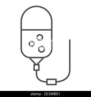 Medical transfusion dropper ligne mince icône, concept de chimiothérapie, Vein dropper signe sur fond blanc, thérapie dropper icône dans le style de contour pour Illustration de Vecteur