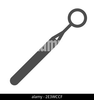 Miroir dentaire icône solide, concept de soins dentaires, miroir de bouche pour le signe de dentiste sur fond blanc, icône de miroir d'inspection dentaire en style glyphe pour Illustration de Vecteur