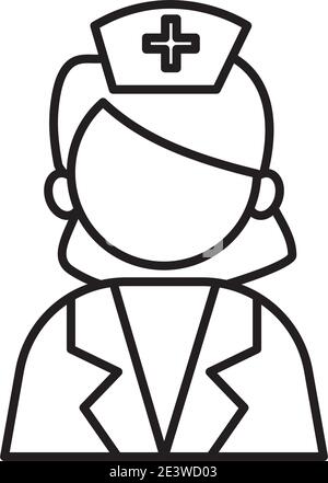 profession infirmière travailleur avatar style de ligne icône vecteur illustration design Illustration de Vecteur