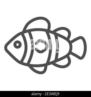 Icône de la ligne de poissons clown, concept de la vie marine, panneau de poissons de récif tropical sur fond blanc, icône de poisson clownfish dans le style de contour pour le concept mobile et le web Illustration de Vecteur