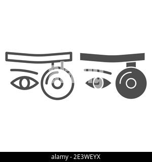 Otorhinolaryngologie ligne d'outils de diagnostic et icône solide, concept de médecine, le signe de miroir de médecin ent sur fond blanc, icône de miroir médical dans le contour Illustration de Vecteur