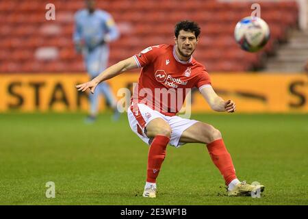 Nottingham, Royaume-Uni. 20 janvier 2021. Scott McKenna (26) de la forêt de Nottingham en action pendant le match de championnat Sky Bet entre la forêt de Nottingham et Middlesbrough au City Ground, Nottingham, le mercredi 20 janvier 2021. (Credit: Jon Hobley | MI News) Credit: MI News & Sport /Alay Live News Banque D'Images