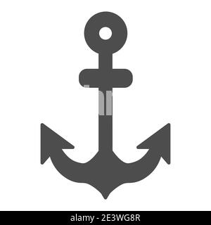 Icône solide d'ancre, concept d'océan, navigation et symbole nautique sur fond blanc, icône de silhouette d'ancre en style glyphe pour concept mobile Illustration de Vecteur