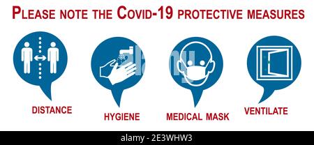 Panneau d'information avec mesures de sécurité contre Covid-19. Fichier vectoriel Illustration de Vecteur