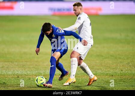 Getafe, Madrid, Espagne. 20 janvier 2021. Ruben Yanez de Getafe FC8- pendant le match de la Liga entre Getafe CF et SD Huesca au Coliseum Alfonso Perez à Getafe, Espagne. 20 janvier 2021. Credit: Angel Perez/ZUMA Wire/Alay Live News Banque D'Images