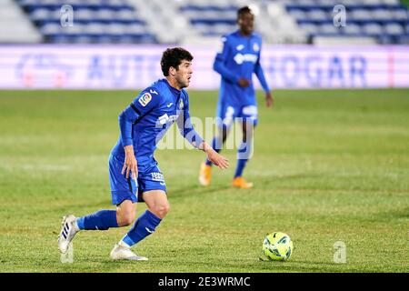 Getafe, Madrid, Espagne. 20 janvier 2021. Carles Alena de Getafe FC pendant le match de la Liga entre Getafe CF et SD Huesca au Coliseum Alfonso Perez à Getafe, Espagne. 20 janvier 2021. Credit: Angel Perez/ZUMA Wire/Alay Live News Banque D'Images